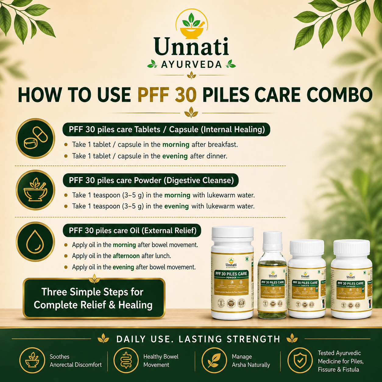 PFF30 Piles Care Kit: Ayurvedic Medicine for Piles, Fissure & Fistula (Ministry of Ayush Approved)