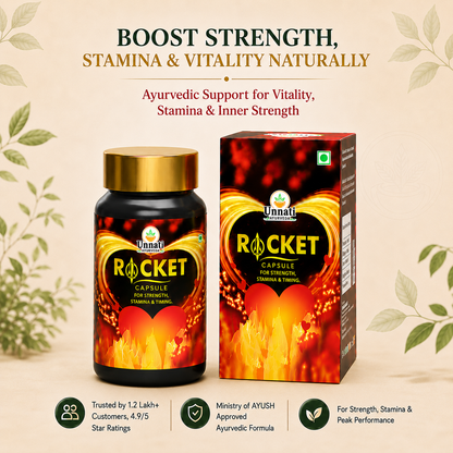 Rocket Capsules: Ayurvedic Medicine for Strength, Stamina, Timing & Performance in Men (Ministry of Ayush Approved)