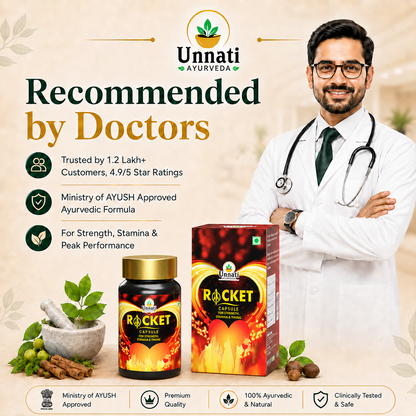 Rocket Capsules: Ayurvedic Medicine for Strength, Stamina, Timing & Performance in Men (Ministry of Ayush Approved)