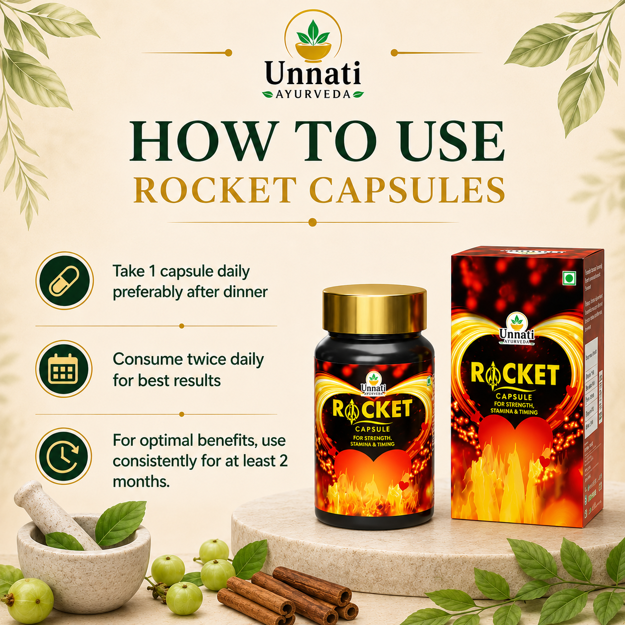 Rocket Capsules: Ayurvedic Medicine for Strength, Stamina, Timing & Performance in Men (Ministry of Ayush Approved)