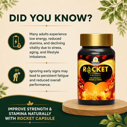 Rocket Capsules: Ayurvedic Medicine for Strength, Stamina, Timing & Performance in Men (Ministry of Ayush Approved)